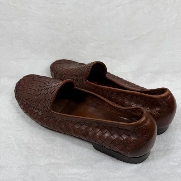 Cole Haan Resort Mens Brown Woven Leather Loafers Italian Made Slip On Shoes 13
